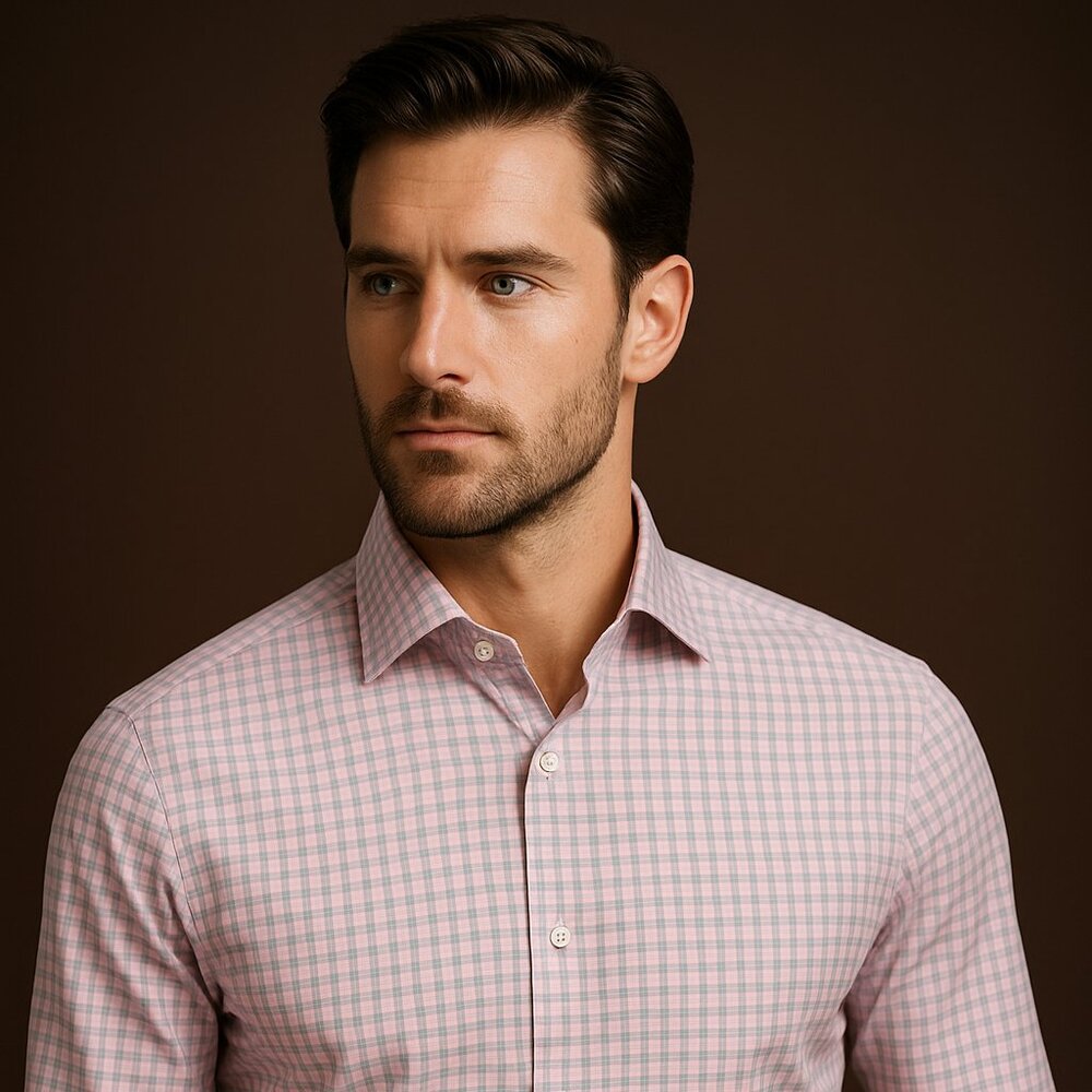 Hugo Boss Slim Fit Pink & Gray Check Dress Shirt – Size 16 (41)